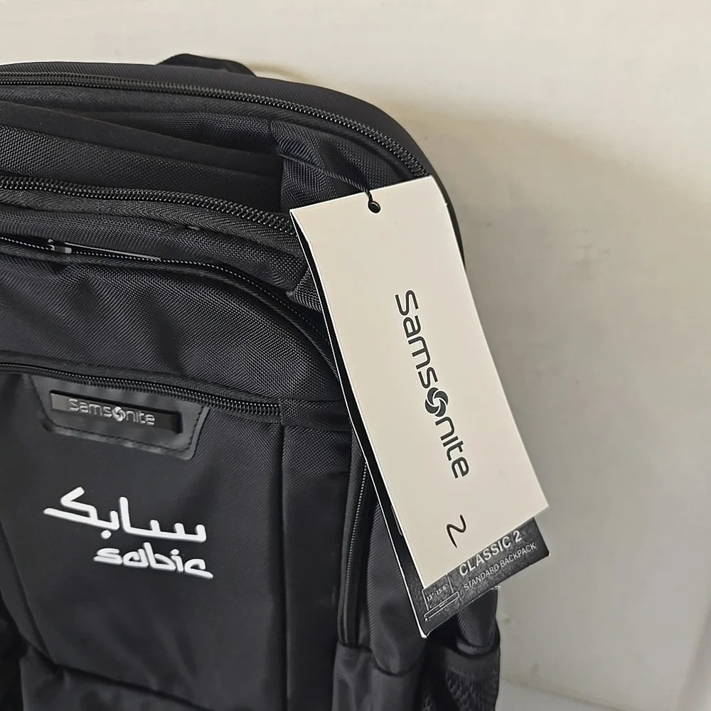 Samsonite Classic 2 Backpack 15.6 Laptop Bag Black Sabic Logo 141277-1041 NWT